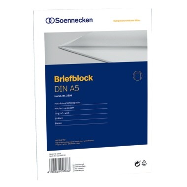 Soennecken Briefblock 2310 DIN A5 70g blanko 50Blatt weiß