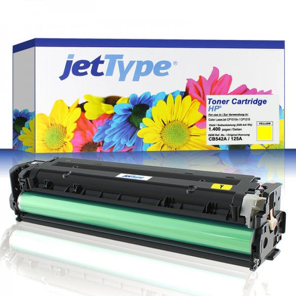 jetType Toner kompatibel zu HP CB542A 125A gelb 1.400 Seiten 1 Stück