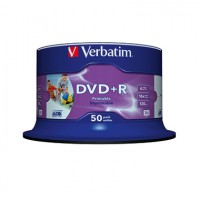 Verbatim DVD+R 4,7GB/120 Min 16x 50er Spindel breit bedruckbar Inkjet weiß 43512