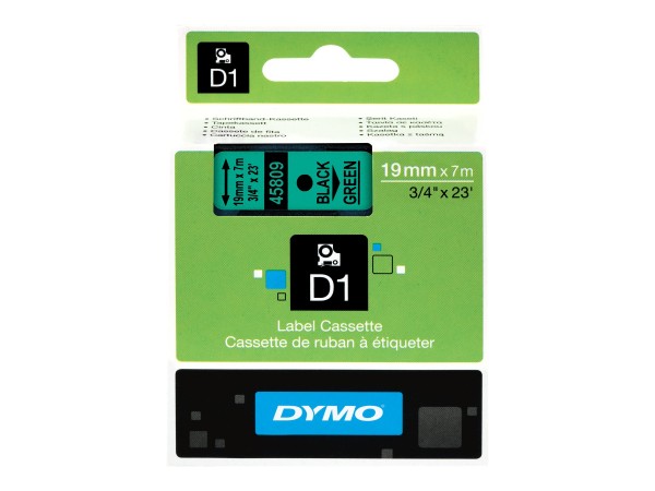 Dymo Schriftband 45809 S0720890 19 mm 7 m schwarz auf grün D1