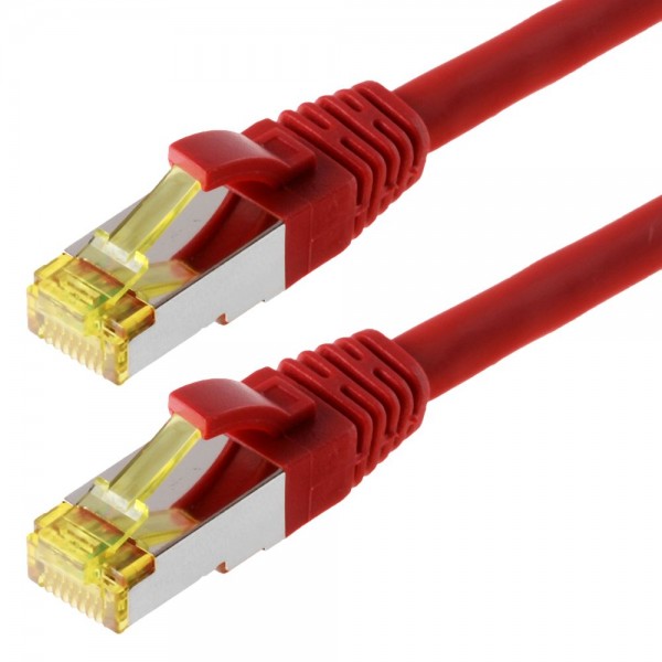 Patchkabel S/FTP (PIMF) CAT 6A, rot 0,5m halogenfrei