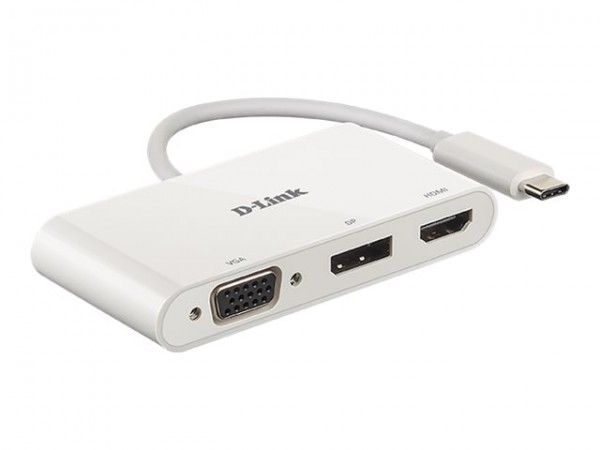 D-Link DUB-V310 - Videoadapter - 24 pin USB-C männlich zu HD-15 (VGA), HDMI, DisplayPort weiblich - 11 cm - 4K Unterstützung