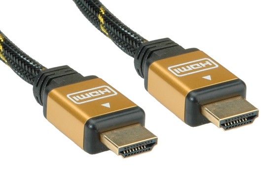 Roline HDMI High Speed Cable - HDMI-Kabel - HDMI männlich zu HDMI männlich - 10 m - Doppelisolierung - Schwarz, Gold
