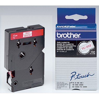 Brother - Weiß, Rot - Rolle (1,2 cm x 7,7 m) 1 Stck. Druckerband - für P-Touch PT-15, PT-20, PT-2000, PT-3000, PT-500, PT-5000, PT-6, PT-8, PT-8E