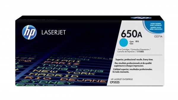 HP 650A - Cyan - Original - LaserJet - Tonerpatrone (CE271A) - für Color LaserJet Enterprise CP5520, CP5525, M750