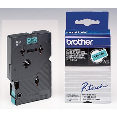 Brother Schriftbandkassette TC701 12mmx7,7m laminiert sw auf gn