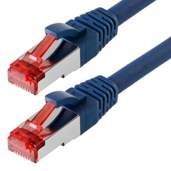 Patchkabel S/FTP (PIMF) CAT 6, blau 0,5m halogenfrei