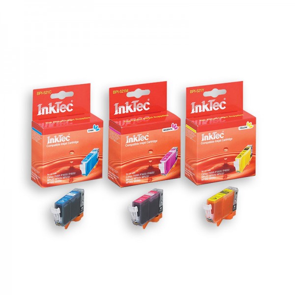 InkTec Tinte Multipack kompatibel zu Canon 2934B010 CLI-521 C/M/Y 9 ml 3 Stück