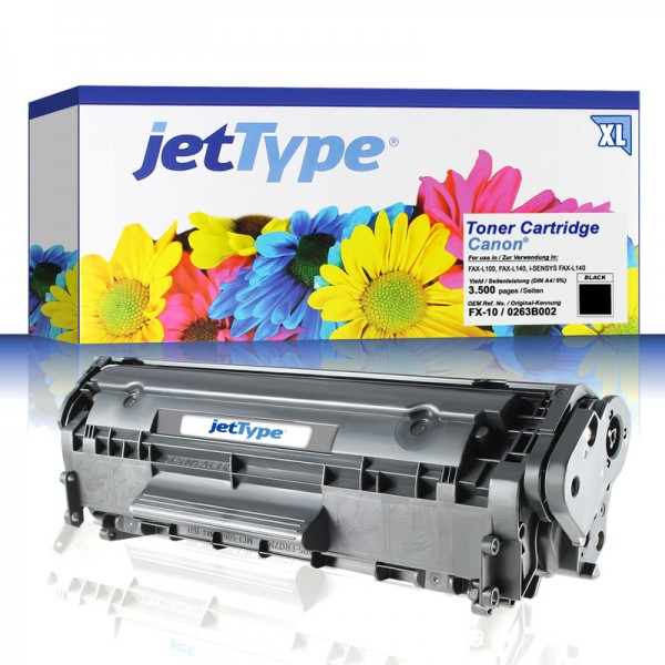 jetType Toner kompatibel zu Canon 0263B002 FX-10 schwarz 3.500 Seiten Große Füllmenge 1 Stück