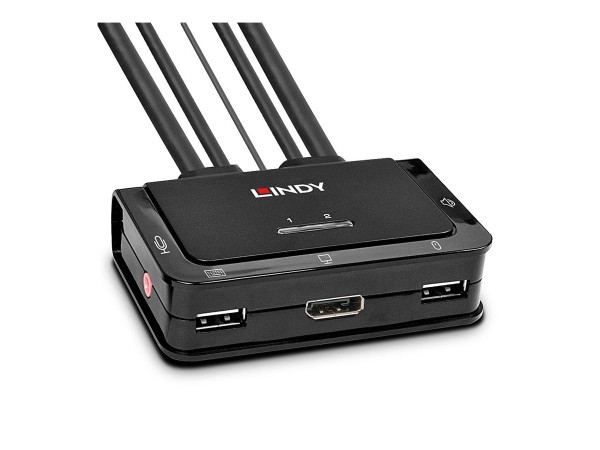 Lindy 2 Port DisplayPort 1.2, USB 2.0 und Audio Cable KVM Switch - Desktop - 42344