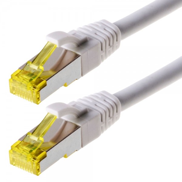 Patchkabel S/FTP (PIMF) CAT 6A, weiß 0,5m halogenfrei
