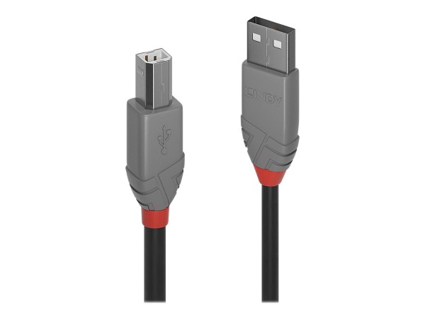 Lindy Anthra Line - USB-Kabel - USB (M) bis USB Typ B (M) - USB 2.0 - 2 m - rund - Schwarz