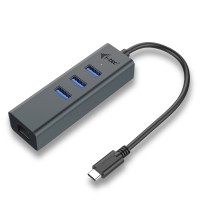 i-Tec USB-C Metal 3-Port - Hub - 3 x SuperSpeed USB 3.0 + 1 x 10/100/1000 - Desktop