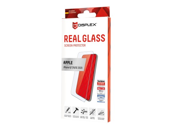 DISPLEX Real Glass - Bildschirmschutz für Handy - 2D - für Apple iPhone 6, 6s, 7, 8, SE (2. Generation)