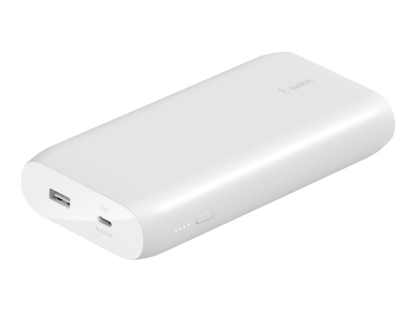 Belkin BoostCharge - Powerbank - 20000 mAh - 30 Watt - Fast Charge, PD - 2 Ausgabeanschlussstellen (USB, 24 pin USB-C) - weiß