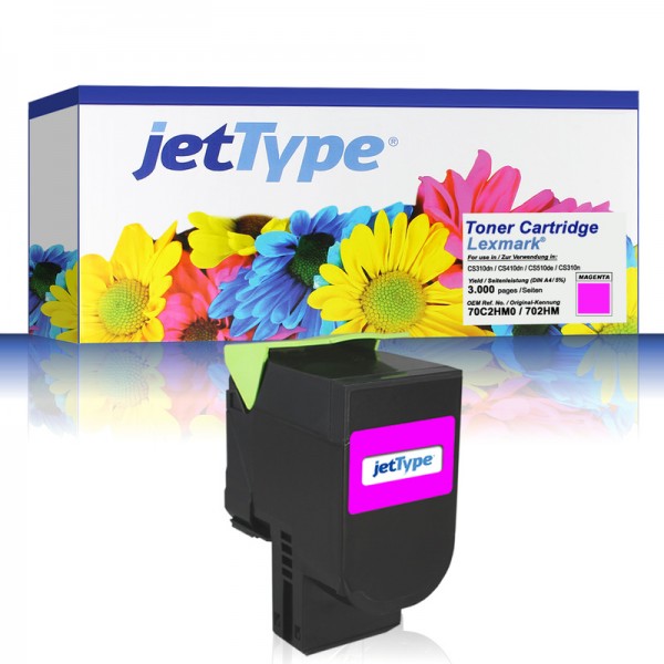 jetType Toner kompatibel zu Lexmark 70C2HM0 702HM magenta 3.000 Seiten 1 Stück