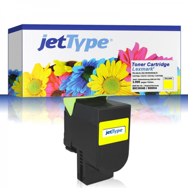 jetType Toner kompatibel zu Lexmark 80C0H40 800H4 gelb 3.000 Seiten 1 Stück