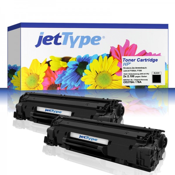 jetType Toner Doppelpack kompatibel zu HP CE278AD 78A schwarz 2x 2.100 Seiten 2 Stück