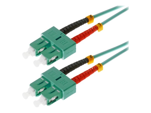 Helos - Patch-Kabel - SC multi-mode (M) bis SC multi-mode (M) - 3 m - Glasfaser - Duplex - 50/125 Mikrometer - OM3 - Aquamarin