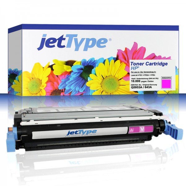 jetType Toner kompatibel zu HP Q5953A 643A magenta 10.000 Seiten 1 Stück