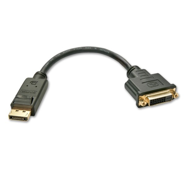 Lindy - DisplayPort-Adapter - DisplayPort (M) bis DVI-D (W) - 15 cm - Schwarz