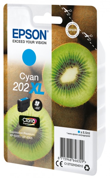 Epson 202XL - 8.5 ml - mit hoher Kapazität - Cyan - Original - Blisterverpackung - Tintenpatrone - für Expression Premium XP-6000, XP-6005, XP-6100, XP-6105