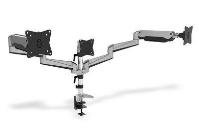 DIGITUS DA-90363 - Befestigungskit (Spannbefestigung für Tisch, 2 Gelenkarme, Gasfeder) für 3 Monitore - Bildschirmgröße: 43-69 cm (17"-27") - Schreibtisch