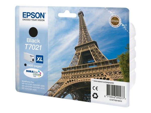 Epson Tinte C13T70214010 T7021 schwarz 2.400 Seiten 45,2 ml Größe XL Große Füllmenge 1 Stück