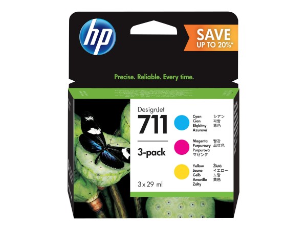 HP 711 - 3er-Pack - 29 ml - Gelb, Cyan, Magenta - Original - DesignJet - Tintenpatrone - für DesignJet T120, T120 ePrinter, T520, T520 ePrinter