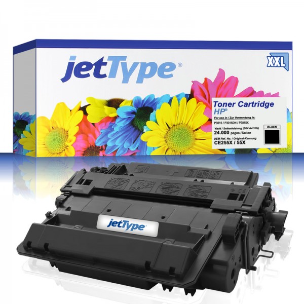 jetType Toner kompatibel zu HP CE255X 55X schwarz 24.000 Seiten extra hohe Kapazität 1 Stück