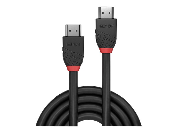 Lindy Black Line - HDMI mit Ethernetkabel - HDMI männlich bis HDMI männlich - 1 m - Dreifachisolierung - Schwarz - rund, 4K Unterstützung