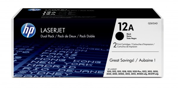 HP 12A - 2er-Pack - Schwarz - original - LaserJet - Tonerpatrone (Q2612AD) - für LaserJet 1010, 1012, 1015, 1018, 1020, 1022, 3015, 3020, 3030, 3050, 3052, 3055, M1005