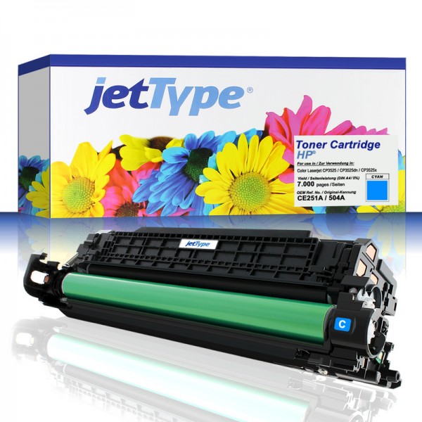 jetType Toner kompatibel zu HP CE251A 504A Cyan 7.000 Seiten 1 Stück