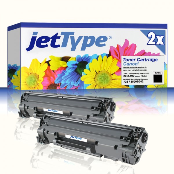 jetType Toner Doppelpack kompatibel zu Canon 3500B002 728 schwarz 2x 2.100 Seiten 2 Stück