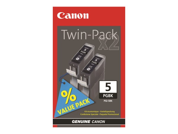 Canon Tinte Doppelpack 0628B030 PGI-5 BK Schwarz 800 Seiten 2x 26 ml pigmentiert 2 Stück