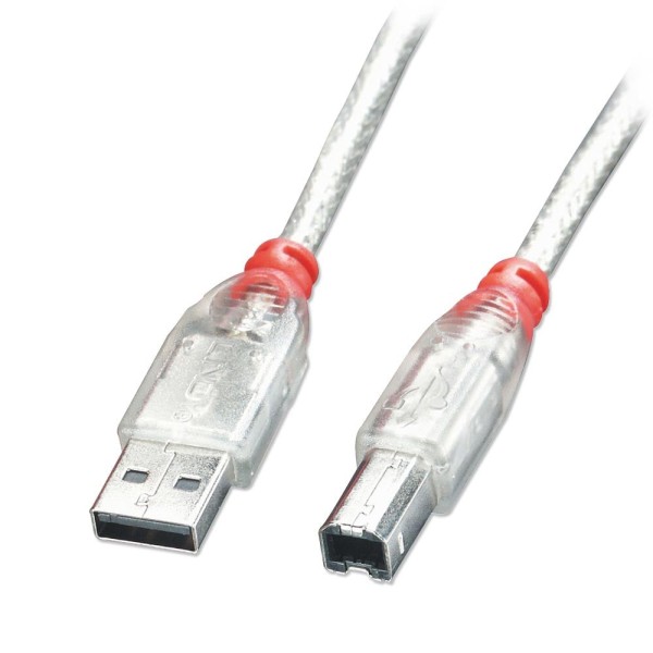 Lindy - USB-Kabel - USB (M) bis USB Typ B (M) - USB 2.0 - 2 m - geformt - durchsichtig