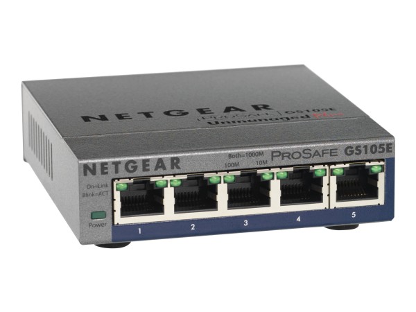 NETGEAR Plus GS105Ev2 - Switch - unmanaged - 5 x 10/100/1000 - Desktop