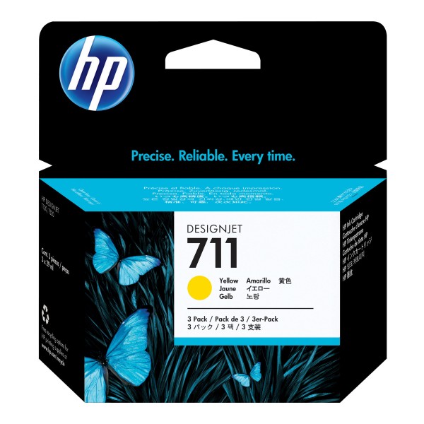 HP 711 - 3er-Pack - 29 ml - Gelb - Original - DesignJet - Tintenpatrone - für DesignJet T100, T120, T120 ePrinter, T125, T130, T520, T520 ePrinter, T525, T530