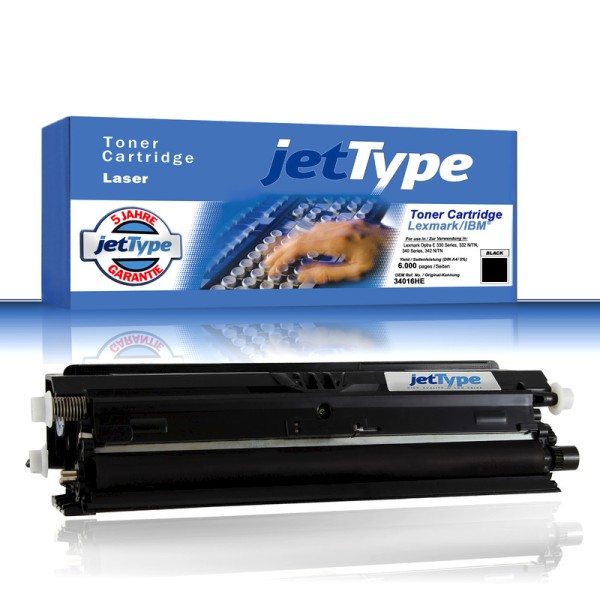 jetType Toner kompatibel zu Lexmark 34016HE schwarz 6.000 Seiten 1 Stück