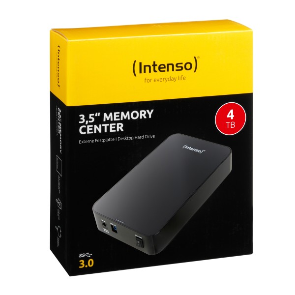 Intenso Memory Center - Festplatte - 4 TB - extern (Stationär) - 3.5" (8.9 cm) - USB 3.0 - 5400 rpm - Puffer: 32 MB - Schwarz