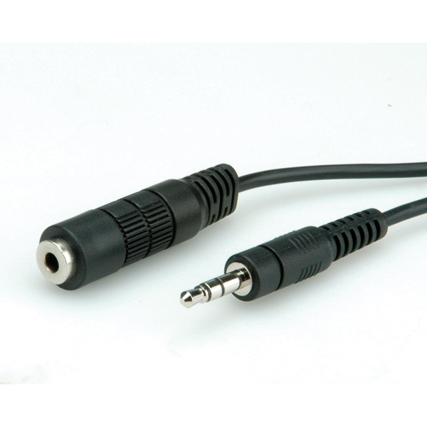 Roline - Audioverlängerungskabel - Stereo Mini-Klinkenstecker männlich zu Stereo Mini-Klinkenstecker weiblich - 10 m - abgeschirmt - Schwarz