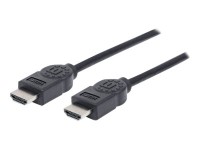 Manhattan HDMI Cable, 4K@30Hz (High Speed), 1.8m, Male to Male, Black, Equivalent to Startech HDMM6, Ultra HD 4k x 2k, Fully Shielded, Gold Plated Contacts, Lifetime Warranty, Polybag - High Speed - HDMI-Kabel - HDMI männlich zu HDMI männlich - 1.8 m - Doppelisolierung - Schwarz - geformt, 4K Unterstützung, 1080p-Unterstützung