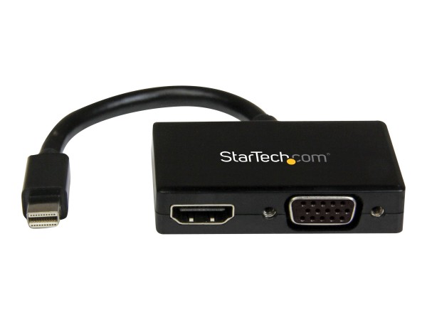 StarTech Reise A/V Adapter: 2-in-1 Mini DisplayPort auf HDMI oder VGA Konverter - mDP zu HDMI / VGA Adapter im kompakten Design - Videokonverter - DisplayPort - HDMI, VGA - Schwarz