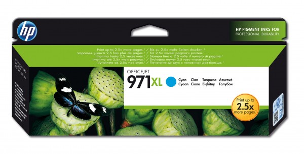 HP 971XL - Hohe Ergiebigkeit - Cyan - Original - Tintenpatrone - für Officejet Pro X451dn, X451dw, X476dn MFP, X476dw MFP, X551dw, X576dw MFP