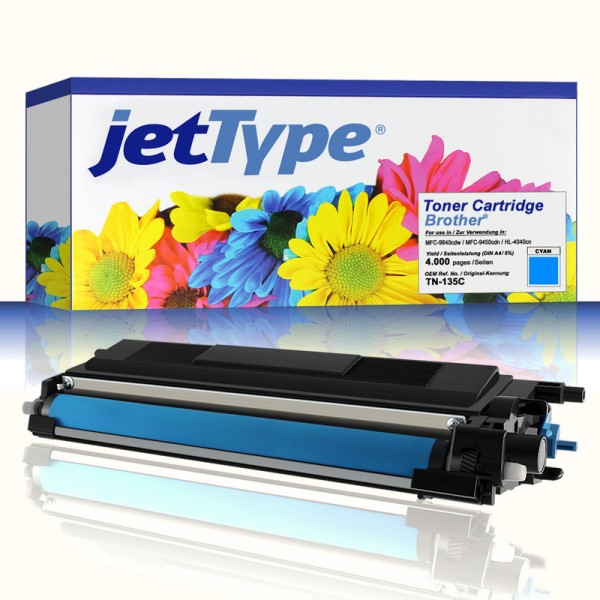 jetType Toner kompatibel zu Brother TN-135C cyan 4.000 Seiten 1 Stück