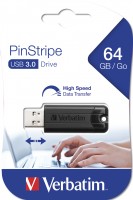 Verbatim Store 'n' Go Pin Stripe USB Drive - USB-Flash-Laufwerk - 64 GB - USB 3.0 - Schwarz