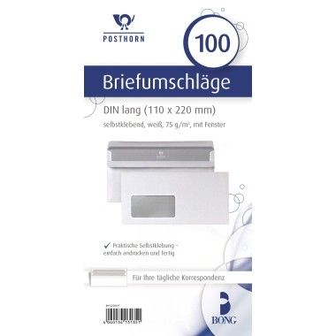 POSTHORN Briefumschlag 02220617 DIN lang mF sk 75g ws 100 St./Pack.