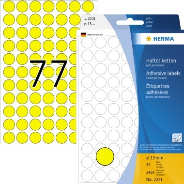 HERMA Markierungspunkt 2231 13mm Papier gelb 2.464 St./Pack.