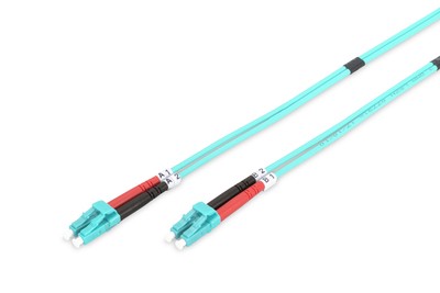 DIGITUS Professional - Patch-Kabel - LC Multi-Mode (M) zu LC Multi-Mode (M) - 1 m - Glasfaser - 50/125 Mikrometer - OM3 - geschirmt, halogenfrei - Aquamarin