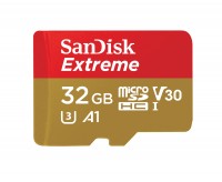 SanDisk Extreme - Flash-Speicherkarte (microSDHC/SD-Adapter inbegriffen) - 32 GB - A1 / Video Class V30 / UHS-I U3 / Class10 - microSDHC UHS-I